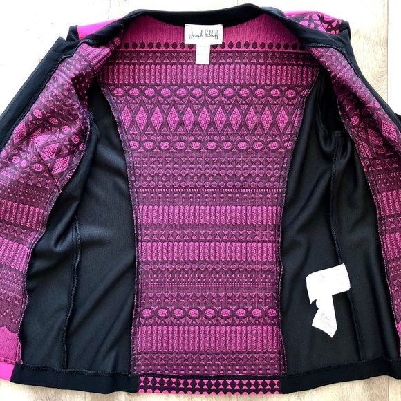 JOSEPH RIBKOFF, Black, Pink, Print, Full Zip, Jacket, Size 12, Nice Condition - Picture 9 of 12